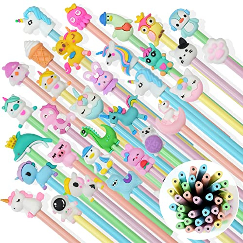 AUAUY 36pz Matita Ergonomica Triangolare, Matite Grafite con Divertente Animale Topper per matite, #2 HB, Matite Bambini Regalo Festa,Gadget Compleanno Bambini Regalini Fine Festa