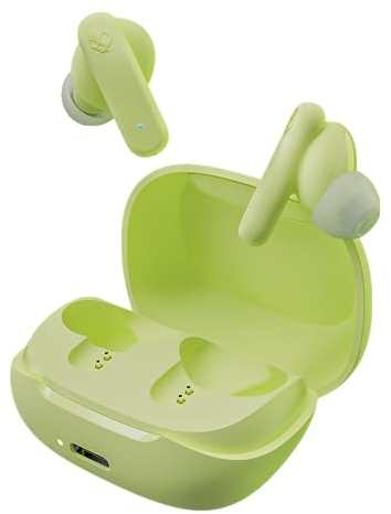Skullcandy Smokin' Buds In-Ear Wireless Earbuds, 20 Hr Battery, 50% Renewable Plastics, Microphone, Works with iPhone Android and Bluetooth Devices - Matcha