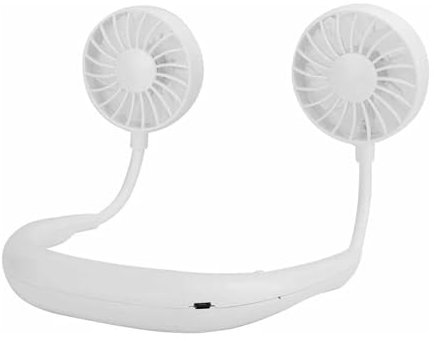 DICTROLUX Ventilatore Portatile da Collo - Ventilatore da Collo USB Ricaricabile - Ventilatore a 3 Velocità da Tavolo, Scrivania, Ufficio e Casa (Bianco)