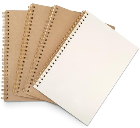 JIANTA A5 Spirale Notizblock, 4 Stück Notizblock A5 Blanko, 50 Blatt, Notizheft Skizzenblock Zeichenblock Malen und Graffiti