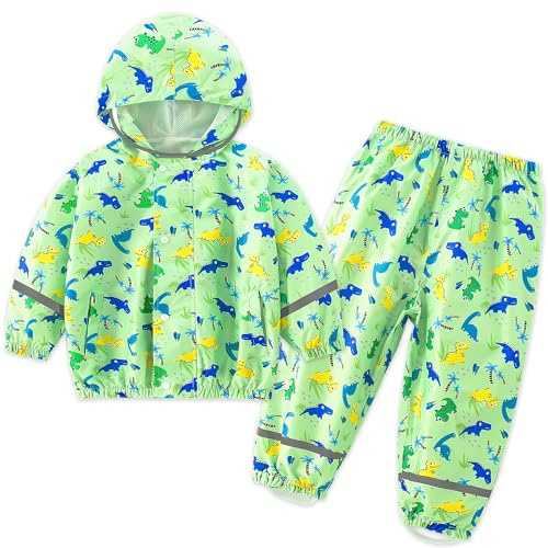 FILOWA Tuta Impermeabile Bambino Giacca Pantaloni Completo, 1-2 anni, Verde