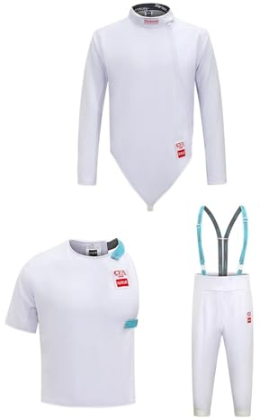 KXJPIZIYB Professioneller Fechtanzug 3-teilig, 450N Fechtuniform, Fechtschutzanzug, für Rechtshänder(58#)