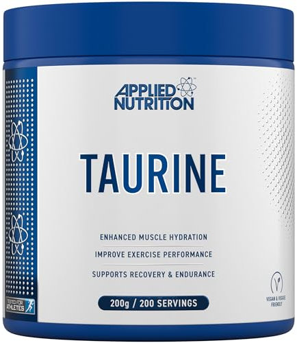 Taurine en Poudre, Taurine 1000 mg, Taurine Pure, Complément Naturel pour Hydratation, Endurance Musculaires, Idéal pour Entraînement, Soutient les Fonctions Cardiaques (200 g – 200 Portions)