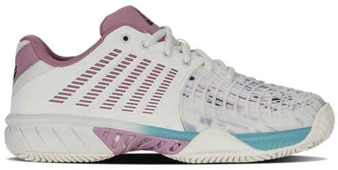 K-Swiss Donna Express Light 3 Tennis Shoe, Wht Lilas Pastelturq, 37.5 EU