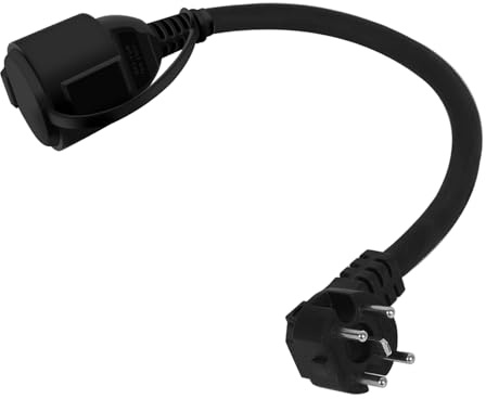 Btstil Adapter Perilex 16A Winkelstecker auf Schuko Kupplung, H07RN-F3G 2,5mm² Gummischlauchleitung Adapterstecker Starkstrom