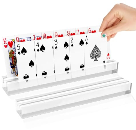 Lajiakoy® Soporte para Naipes, 2PCS Acrílico Soporte para Juego de Cartas, Titular de La Tarjeta de Juego para Niños Discapacitados Adultos Personas Mayores (Blanco)