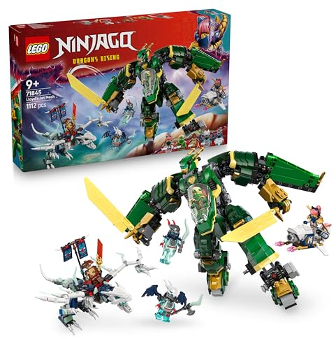 LEGO NINJAGO 2in1 Lloyds Jet-Mech - Spielzeug mit 5 Minifiguren, Drachen, Ausrüstung und fliegendem Motorrad - Geschenk für Jungen und Fans von Aufstieg der Drachen ab 9 Jahren 71845