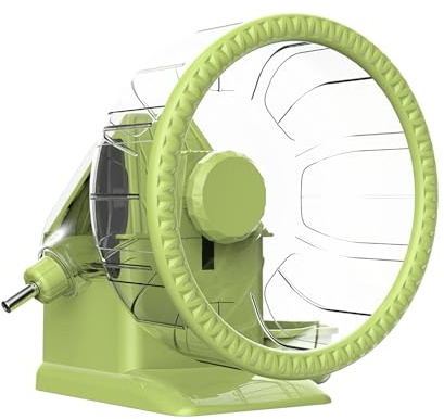 4 in 1 Hamster Exercise Wheel, Hamster House with Running Wheel, Food Bowl, Water Bottle, and Hideout, Small Animals Exercise Running Toys for Hamsters Gerbils Mice (Green, Medium (19.5cm))