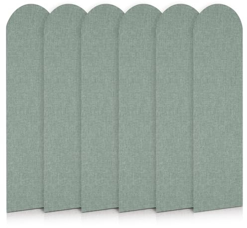 6 cuscini da parete anti-collisione, autoadesivi 3D, imbottiti, in schiuma, per testiera del letto, cameretta dei bambini, tatami, 60 x 15 cm, verde menta