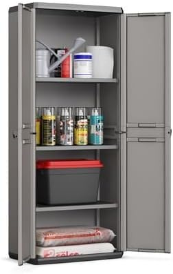 Solent Plastics Lightweight Tall Storage Cabinet - Garage, Shed, Warehouse, Utility Room, Workshops
