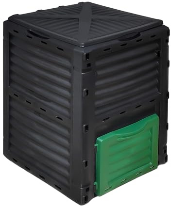Compostiera Da Giardino Da 300 Litri, Contenitore per Compostaggio Da Esterno per Rifiuti Di Cucina E Giardino, Ecologica, Resistente E Impermeabile, Con Protezione UV