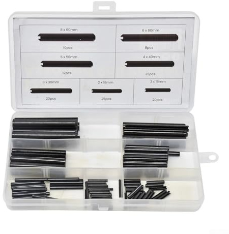 Yuanpgky GB879 Lot de 120 chevilles élastiques creuses - Goupilles cylindriques à ressort pour positionnement et fixation - Acier au carbone avec finition oxyde noir - Longueur de 16 à 60 mm