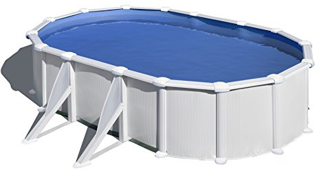 Piscina Gre KITPROV508 Atlantis - Piscina de Acero Elevada,Ovalada con Aspecto Acero Blanco. Piscinas Desmontables para Jardín 500 x 300 x 132 cm.