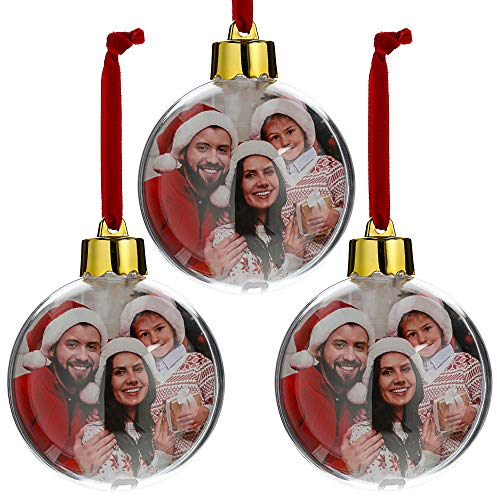 WOP ART 3er Set Christbaumkugel, Fotokugel Snowflake Ø 8 cm schmücken Sie die Kugel mit ihrem Lieblingsfoto