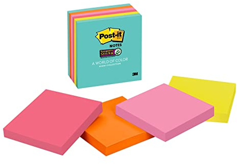 Post-it Super Sticky Notes Miami 76x76mm 654-6SS-MIA