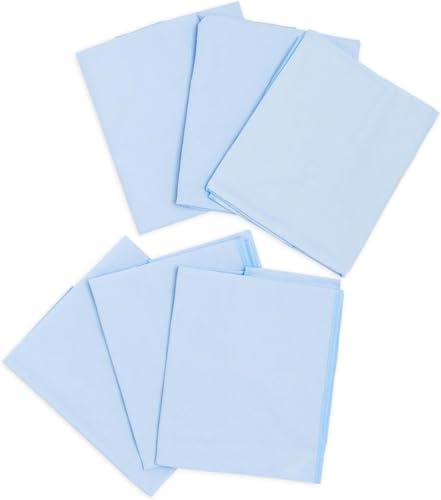 Ti TIN | Lot de 6 Draps Housses pour Lit Enfant/Bébé, 52x132 cm | pour Lit Empilable et Transportable - Drap Housse Respirant et Réglable - École et Garderie - 100% Coton - Couleur Bleu