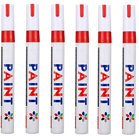 Hallenwerk ROT/RED 6X Stück Reifen Stift Reifenmarker Auto, Motorrad, Fahrradreifen Reifenmarkierungsstift Reifenstift Marker Stift Beschriftung wasserfest wetterfest -101934