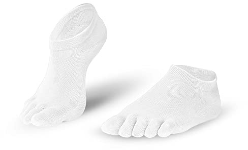 Knitido Essentials Sneaker | Calzini alla caviglia con dita separate per uso quotidiano e tempo libero, Misura:39-42, Colore:Bianco (002)