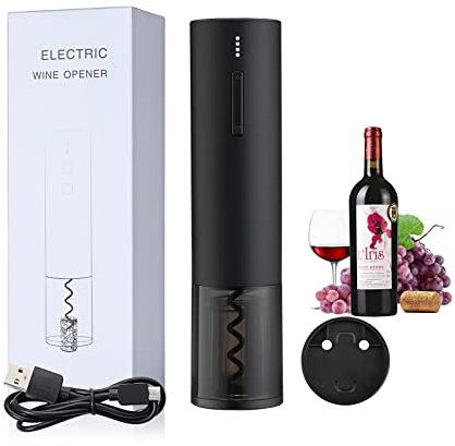 Zeerkeer Elektrischer Korkenzieher,6 Sekunden Automatische Flasche Korkenzieher Professionelle Rotwein Opener Folie Cutter Set Küche Zubehör Flasche Opener für Hochzeit Party Bar
