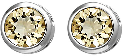 Jobo Damen-Ohrstecker aus 925 Sterling Silber mit Citrin 6 mm