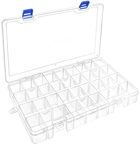 DIFIT Sortierboxen Plastik Aufbewahrungsbox Fächer Sortierkasten Kleinteilebox Für Kleinteile,Perlen,Schmuck,Ohrringe(34 Fäche X 1 Stücken)