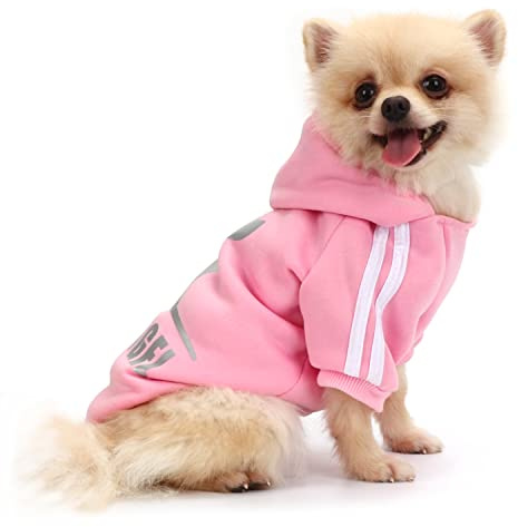 QiCheng&LYS Sweat à capuche pour chiens - Pull d'hiver tricoté pour petits chiens (rose, XS)