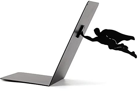 I-TOTAL®- Supporto per libri simpatico in metallo, fermalibri/reggilibri per scaffale/tavolo (SUPERHERO)