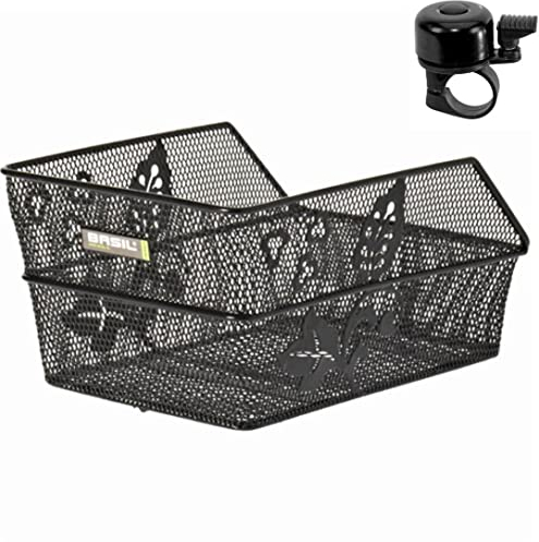 Basil Cento Flower Gepäckträgerkorb Schultaschenkorb Schwarz Gr. S inkl. Fahrradklingel