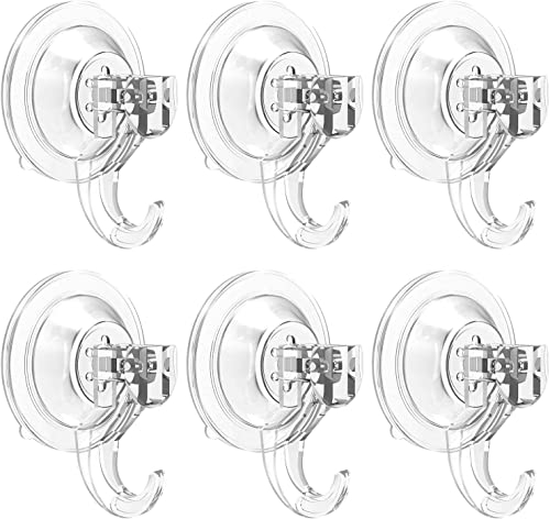 Elegear 6-Pack Saugnapf Haken Ohne Bohren, Saugnäpfe mit Haken Ohne Bohren, Wiederverwendbar Saughaken Extra Stark, 7cm Saugknöpfe für Bad Fenster Glas Küche, Transparent, Max 3KG