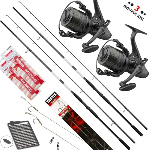 Fischzeux Angelset Karpfen komplett Profi Carp-RS – Karpfen Set 2 Ruten 2 Freilaufrollen (3,00 m)