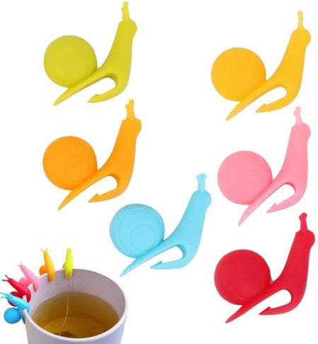 Simpático Soporte Para Bolsitas De Té - Bonito Clip Para Bolsitas De Té De Silicona Con Forma De Caracol | Porta Bolsas De Té De Silicona Con Forma De Caracol Lindo Para Uso Alimentario | Indicador De