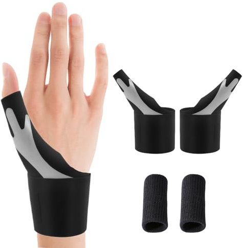 Cinsersr 2pcs Daumensattelgelenk Bandage,Daumenbandage Rechts,Daumenbandage Links,Daumenschiene Rechts,Geeignet für Leichte Arthritis und Sehnenentzündungen Am Handgelenk,Kommt mit 4 Fingerlingen
