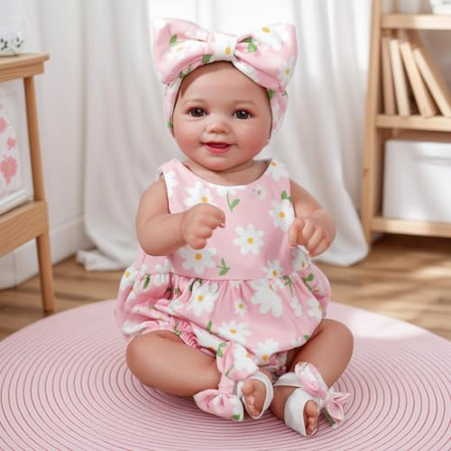 JIZHI Bambole Femmine - 17 Pollici Realistiche Bambino Neonato Corpo Pieno in Vinile - Reborn Dolls Ragazze con Kit di Alimentazione Confezione Regalo（Occhi Azzurri ）