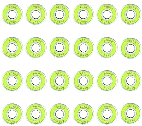 24-pack Abec-9 skateboard-lager för longboards, inline-skridskor och skotrar, precision hög hastighet 608R med gröna sköldar