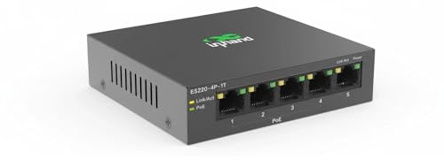 InHand Networks Switch PoE Gigabit 5 Porte (4x PoE+ 52W) - ES220-4P-1T | Switch Ethernet Unmanaged, Case Metallo, Fanless (Silencioso), VLAN un Click | Plug & Play per Telecamere IP, VoIP e Negozi