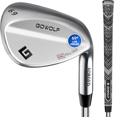 Gowolf 69 Degree Wedge Right Hand - Forged Golf Wedges Full Face for Men, Premium Gap Wedges Sand Wedge Lob Wedge Golf Club for Men, Great Golf Gifts - CNC Milled Face for More Spin (Chrome 69 Degree)