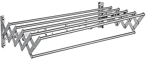 Portasciugamani estensibile da parete, in acciaio inox, 5 binari, per interni ed esterni, perfetto per bagno, balcone e soggiorno, 70 cm
