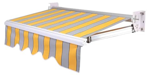 Generico Tessuto di Ricambio per Tende da Sole a Strisce Gialle, tendone in Poliestere per Esterni, Copertura per tettoia, per finestre da Giardino(240x200cm)