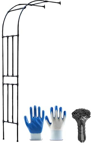 Arco de jardín resistente para plantas trepadoras, enrejado de pared al aire libre, pabellón de medio lado para flores, arco de metal negro duradero, perfecto para horticultura de césped y patio (0,6
