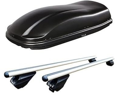 BOX BAULE FARAD MARLIN NERO GOFFRATO ANTIGRAFFIO 480 LITRI + BARRE PORTATUTTO PORTAPACCHI da Tetto AUTO SPECIFICHE per 500X con BARRE LONGITUDINALI - 1-9431 - A3100-9711