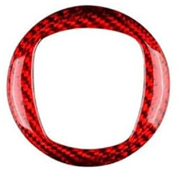 Riktiga Hård Kolfiber Bilratt Centerring Interiördekal För Fiat 500 2008-2021 2022 2023(röd)