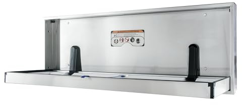 Foundations Stainless Steel Extended Length Changing Station, Wall Mounted, Accommodates People 4’10” or Shorter, Easy Installation, ABS Plastic Tray, (100SSE-SM)