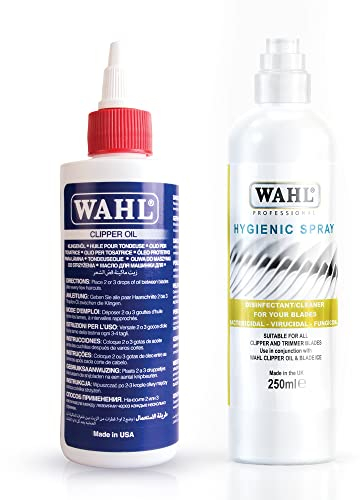 Wahl Blade Maintenance Kit, Clipper Oil and Hygiene Spray, Maintenance Set for Blades, Suitable for Hair Clipper and Trimmer Blades, Lubricating Sprays, Reduces Friction, Removes Dirt