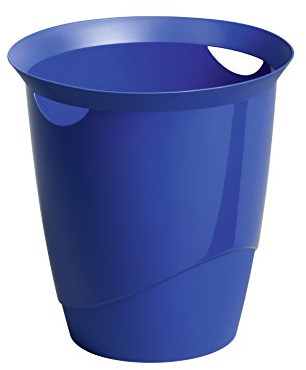 Durable Trend Small Waste Paper Bin - Bedroom & Office Waste Baskets - 16 Litre Capacity - Blue
