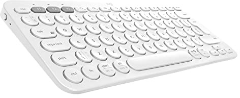 Logitech K380 Kabellose Bluetooth-Tastatur, Multi-Device & Easy-Switch Feature, Windows- und Apple-Shortcuts, PC/Mac/Tablet/Handy/Apple iOS+TV, US QWERTY-Layout - Weiß