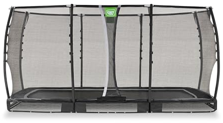 EXIT Toys Allure Premium Rechteckiges Bodentrampolin - 244x427cm - Extra Lange Federn für erfahrene Springer - Mit Fußschutzsystem - Premium-Sicherheitsnetz - Wasserdicht - Schwarz