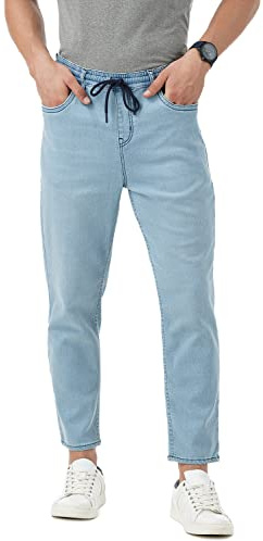 INKD Jeans Jogger da Uomo - Vita Media | Misto Cotone | Tessuto Elasticizzato | Elastico in Vita | Stile Classico a 5 Tasche | Jeans da Uomo