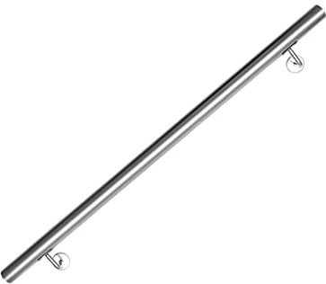 Vigevee Edelstahl Handlauf 100 cm, Treppengeländer Geländer Wandhandlauf Wand Treppe mit Wandhalterung und Endkappen, Treppengeländer Innen und Außen für Treppen, Brüstung, Balkon