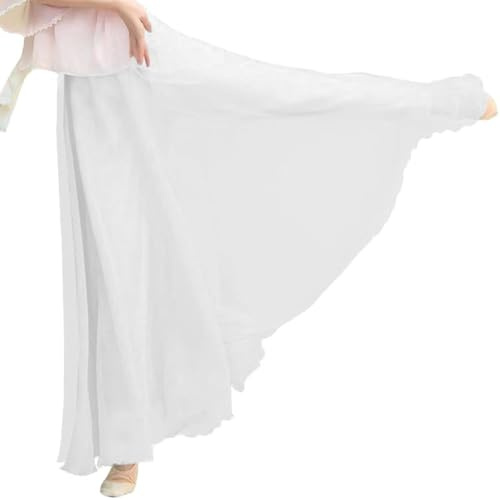 ROYAL SMEELA Chiffong magdans kulottar för kvinnor 2 lager magdans byxkjol sexig magdans kultur kvinnor magdans kostymer vuxen magdans byxkjol magdans kläder outfit, Vitt, L