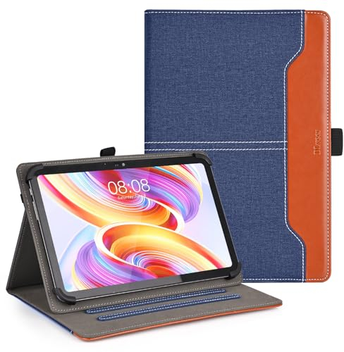 DLveer Universal Hülle für Blackview Tab90 WiFi 11 Zoll/Blackview Tablet 10 Zoll/Tab70 WiFi/Tab80/Tab30, Multi-View PU Leder Hülle für 10-11 Zoll Tablet, Teclast M50/T40HD Tablet, Blau